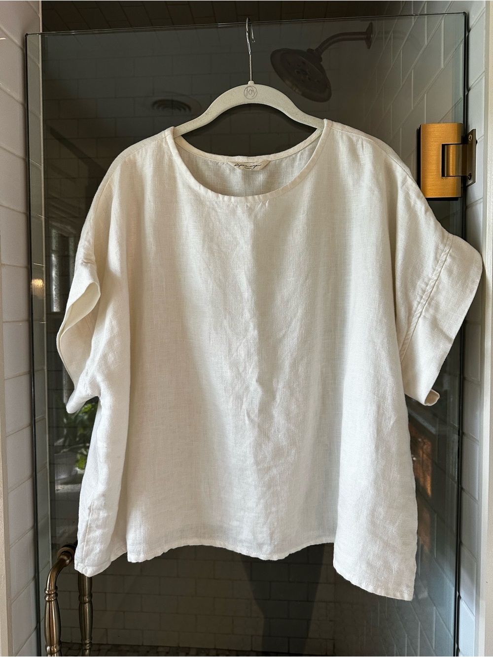 Elizabeth Suzann Relaxed Linen Short-Sleeve Georgia Top - Ivory